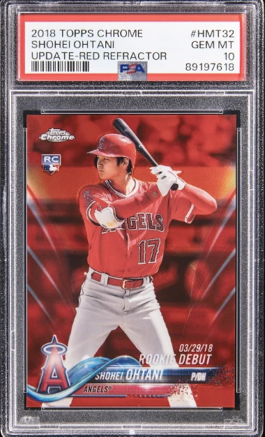 2018 Topps Chrome Shohei Ohtani Update Red Refractor rookie debut graded PSA 10