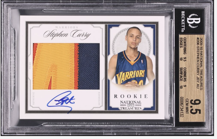 Stephen Curry National Treasures rookie autograph patch graded card