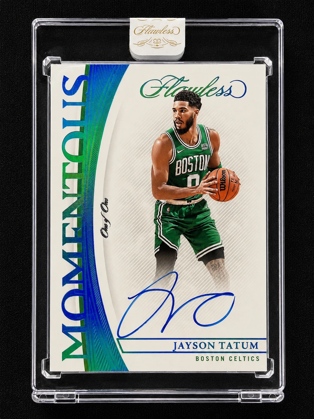 Jayson Tatum Panini Flawless Momentous one-of-one autograph card